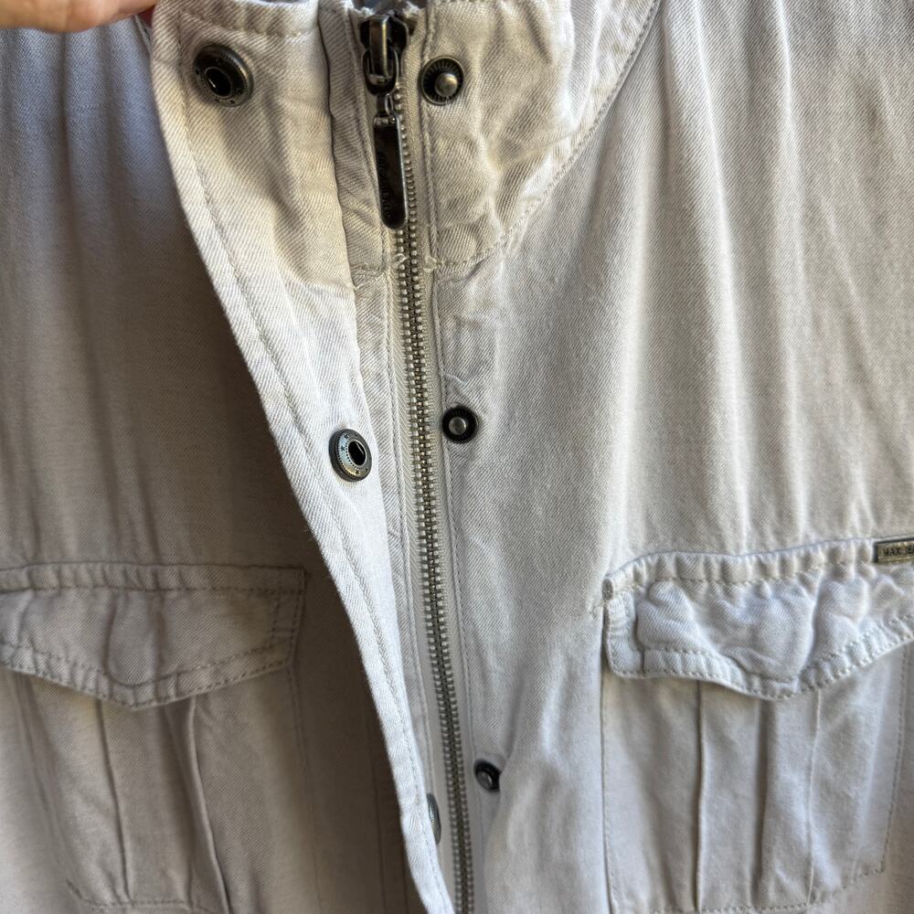 MAX JEANS Beige Oatmeal Linen Blend Cargo Utility Vest Womens Large - Picture 9 of 13